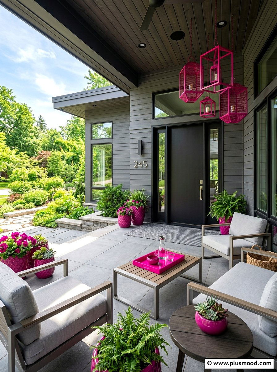 Fuchsia Porch Accessories - 25 summer colorful front porch ideas