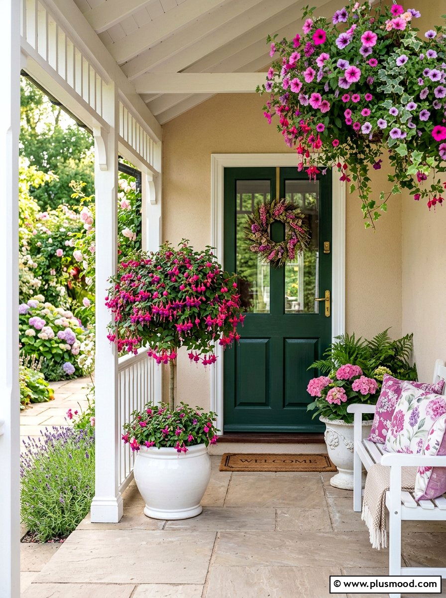 Fuchsia Topiary Tree - 25 summer topiary ideas for front entry
