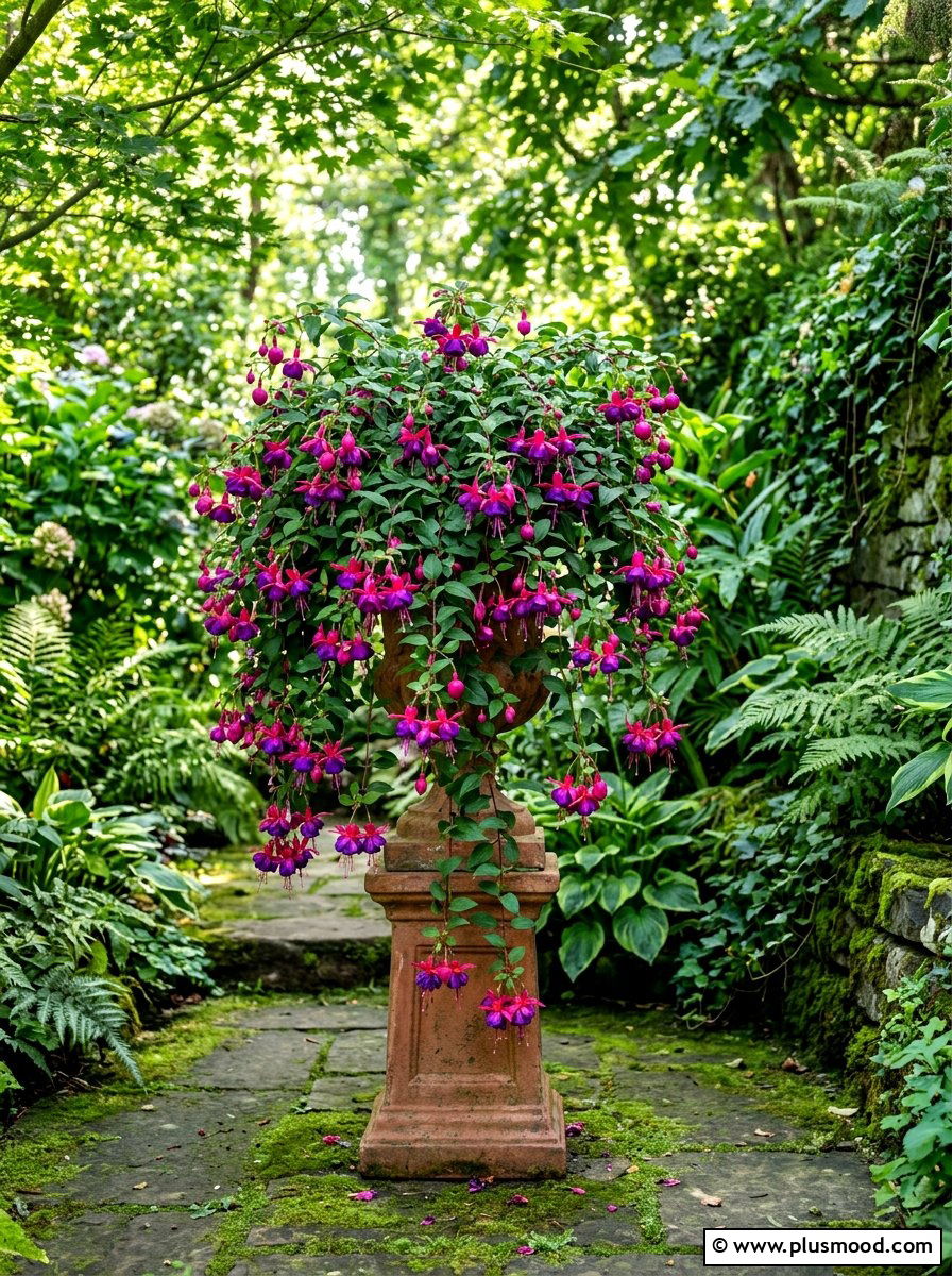 Fuchsia Trailing Shade Planter - 25 summer container flower ideas