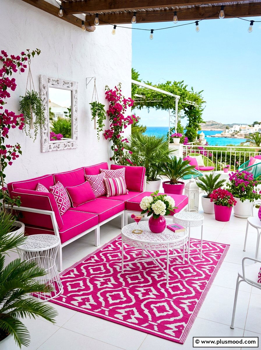 Fuchsia and white patio - 25 summer patio color ideas
