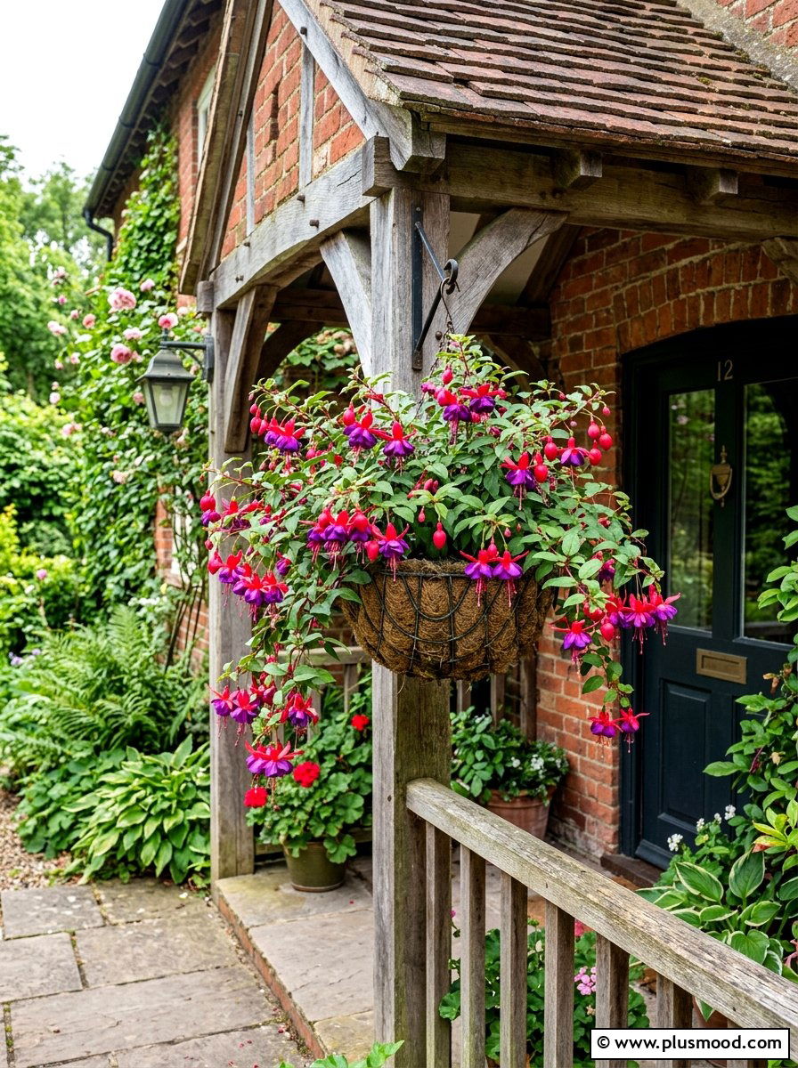 Fuchsia hanging basket - 25 summer hanging basket ideas for front porch
