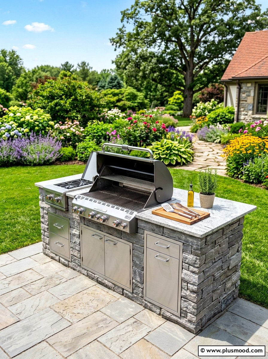 Full Grill Station Island - 25 summer outdoor kitchen entertaining ideas