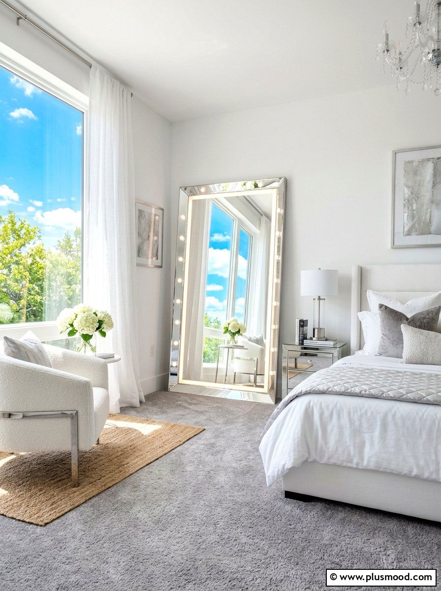 Full Length Lighted Mirror - 25 summer bedroom lighting ideas