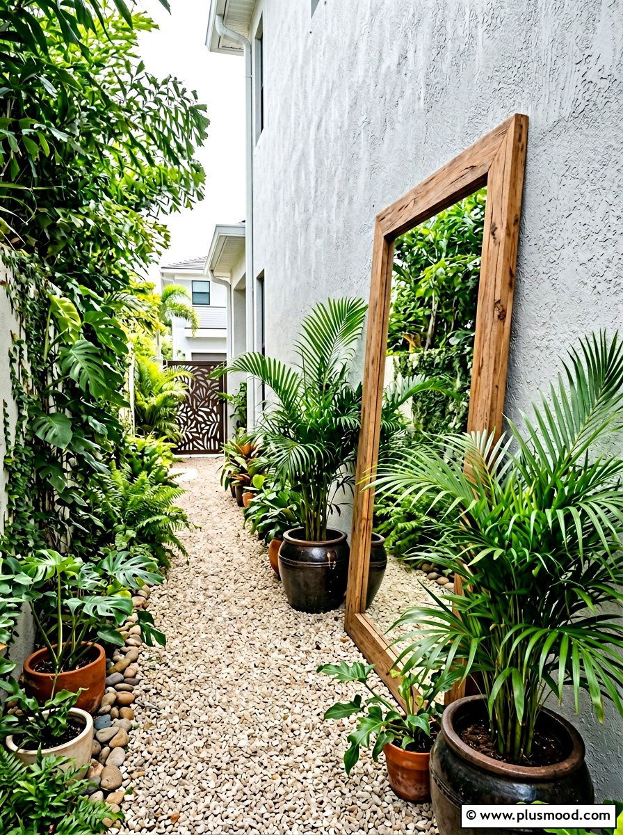 Full Length Mirror Behind Plants - 25 small backyard ideas with mirror