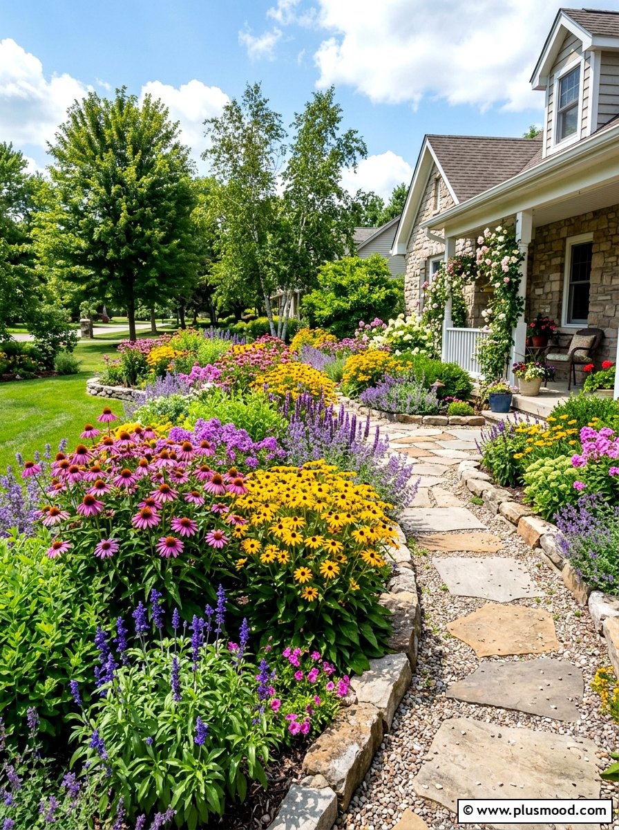 Full Sun Perennial Garden - 25 summer flower bed ideas for front yard