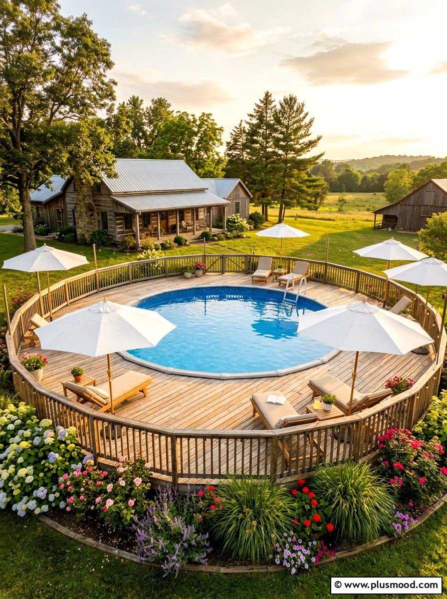 Full Wraparound Pool Deck - 25 summer deck around pool ideas