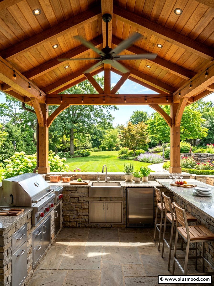 Fully Covered Outdoor Kitchen - 25 summer outdoor kitchen entertaining ideas