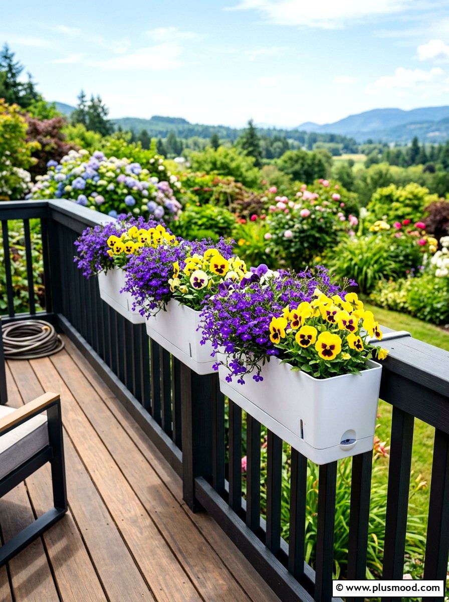 Functional self watering railing planter - 25 summer backyard planter ideas