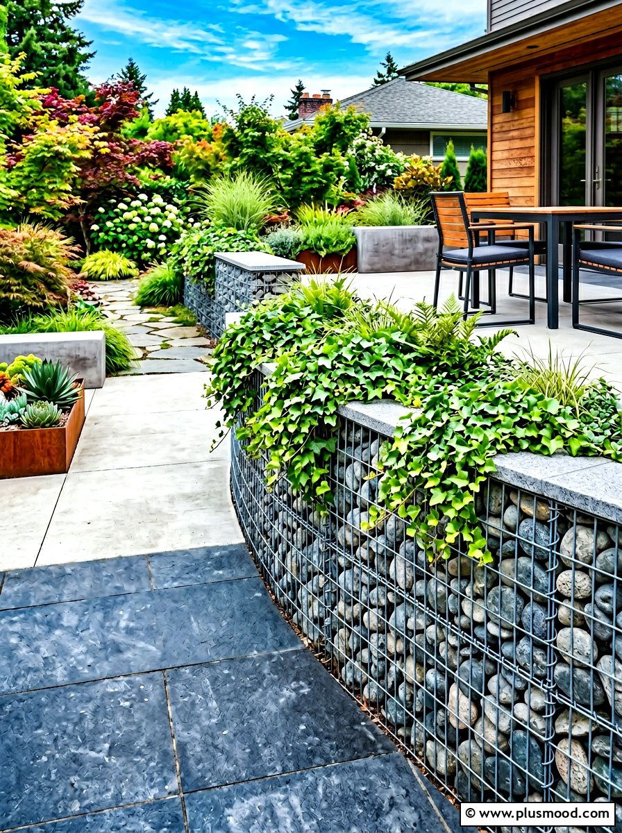 Gabion Basket Garden Wall - 25 summer retaining wall landscaping ideas