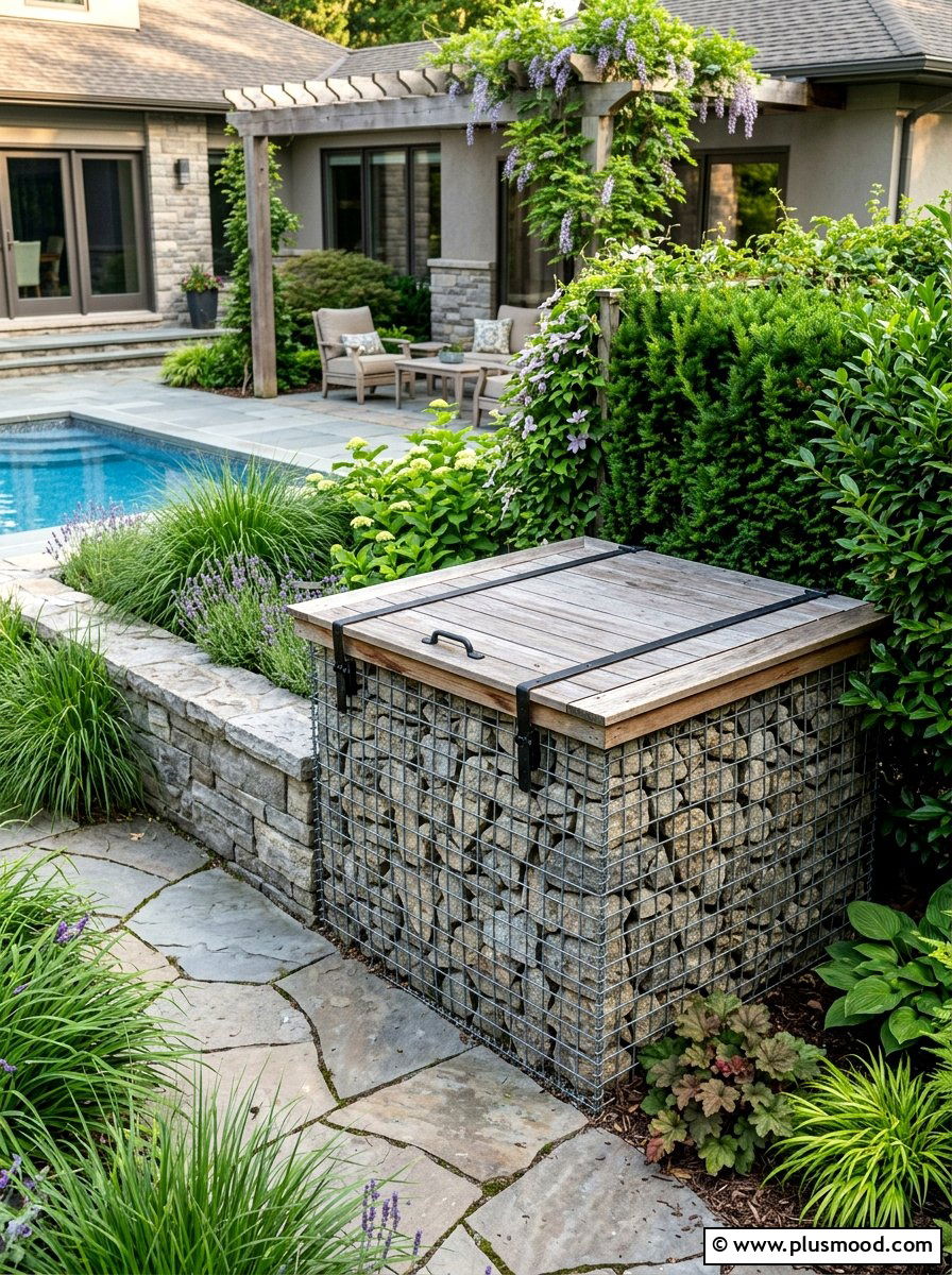 25 Pool Landscaping Ideas With Gabion Walls for Bold Style