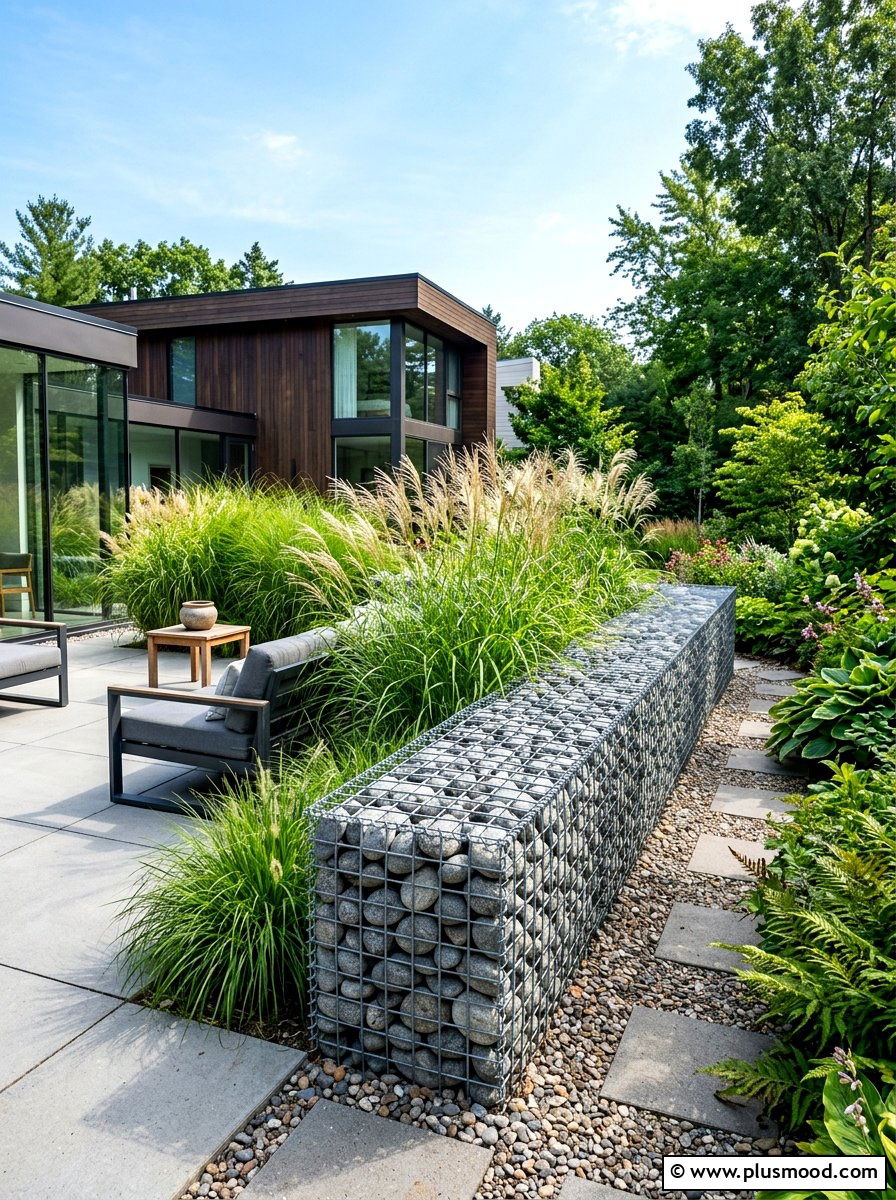 Gabion Wall Border - 25 summer garden edging ideas