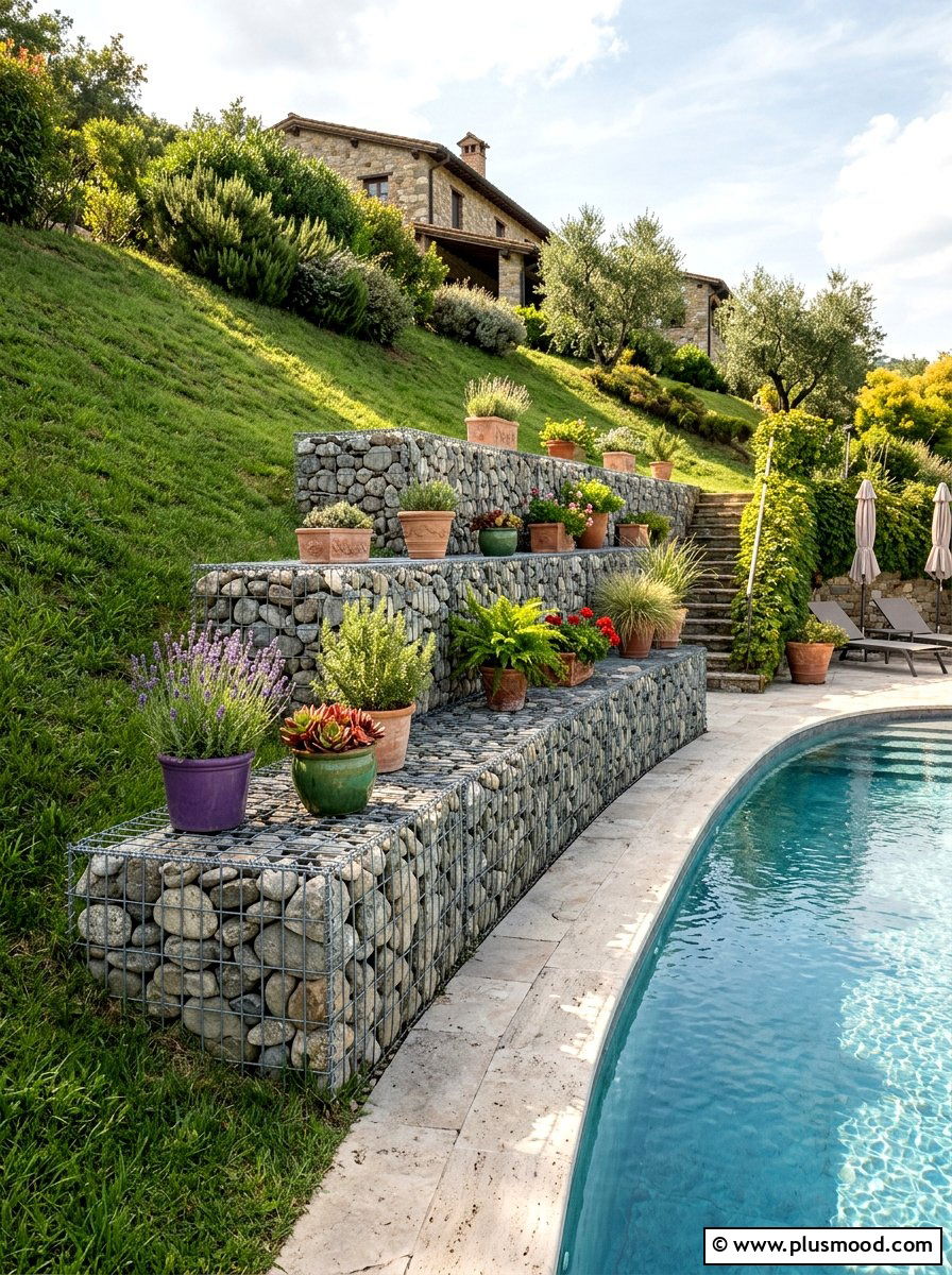 Gabion Wall For Pool Slope - 25 pool landscaping ideas with gabion walls