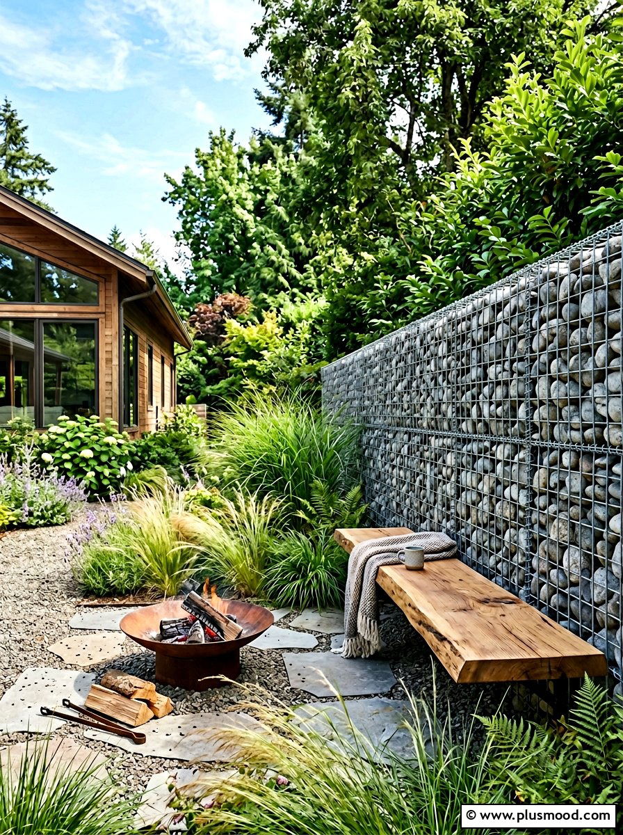 Gabion Wall Privacy - 25 small backyard ideas with privacy screen