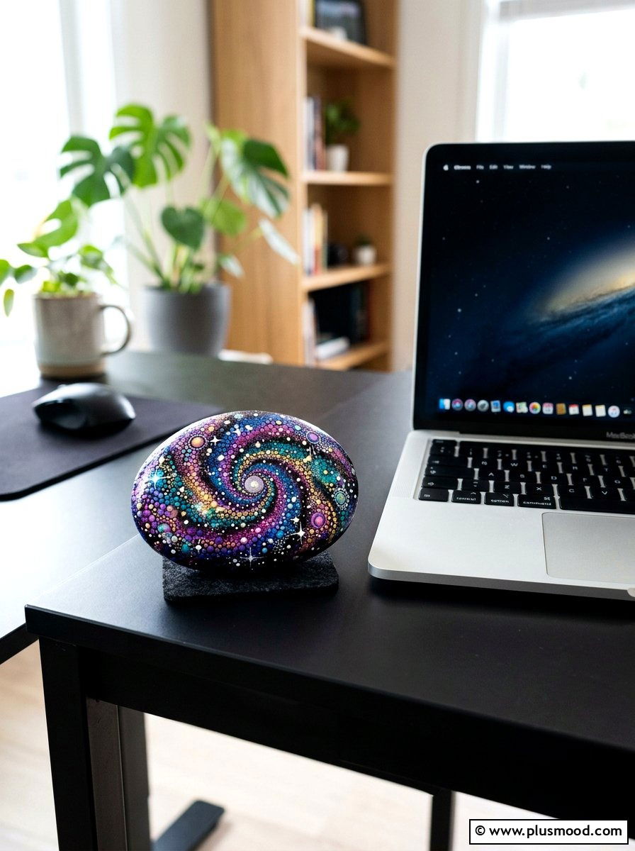 Galaxy Dot Rock - 25 painted rock ideas with dot painting