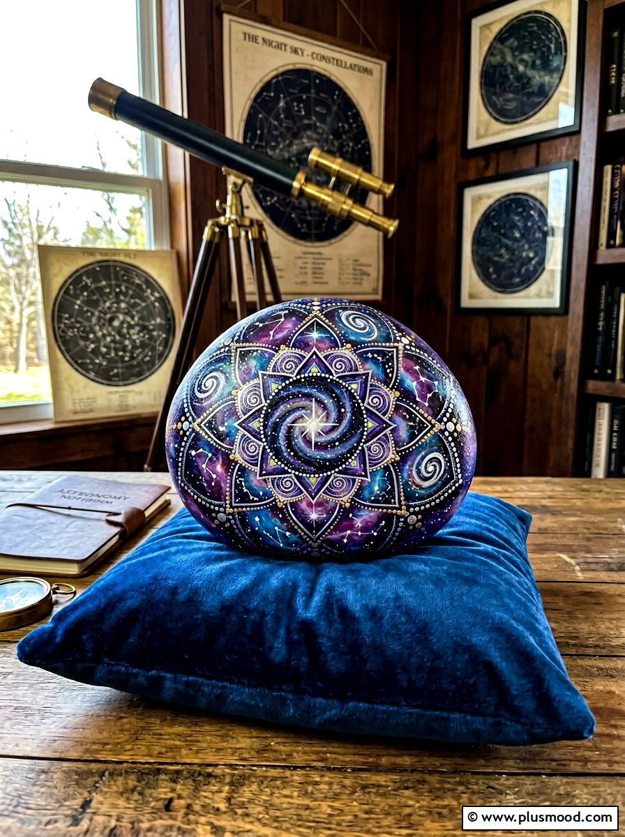 Galaxy Mandala Rock - 25 painted rock ideas with mandala