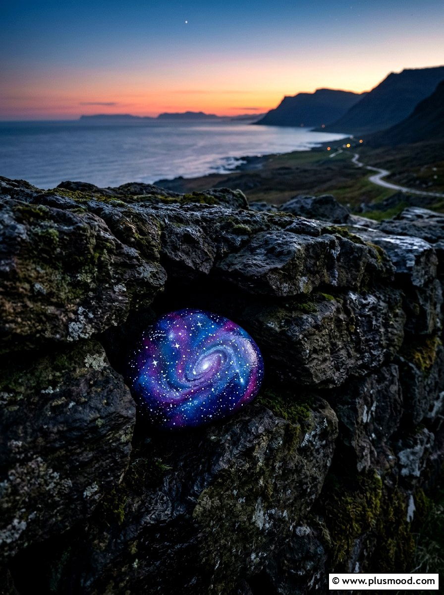 Galaxy Painted Rock - 25 painted rock ideas for hiding in nature