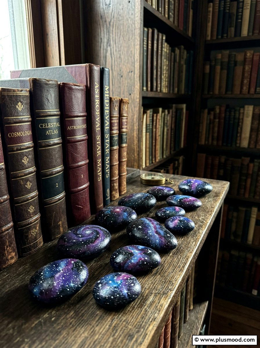 Galaxy Painted Stone - 25 painted rock ideas for tabletop display