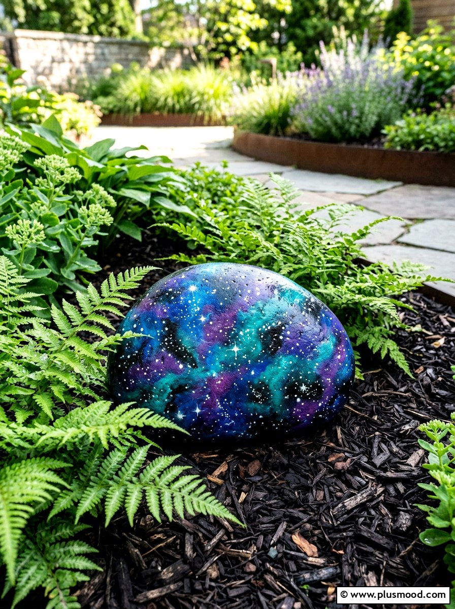 Galaxy Rock - 25 painted rock ideas with glow in the dark paint