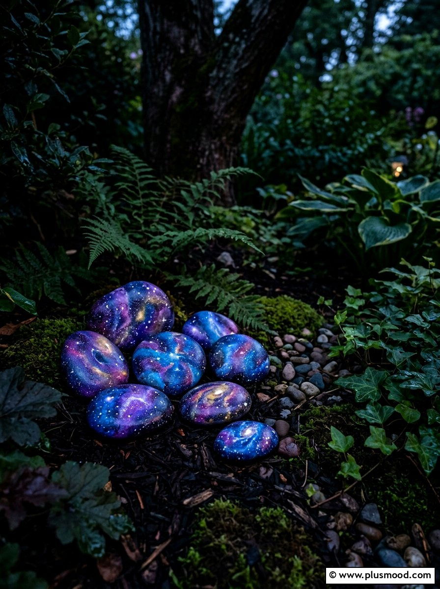 Galaxy Theme Zen Stones - 25 painted rock ideas for zen garden