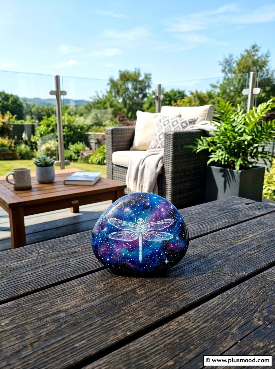 Galaxy background dragonfly painting - 25 painted rock ideas with dragonflies