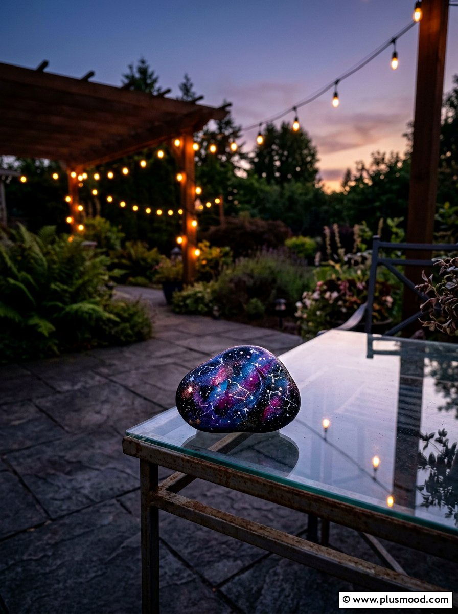 Galaxy painted stone - 25 painted rock ideas for rock hunting game