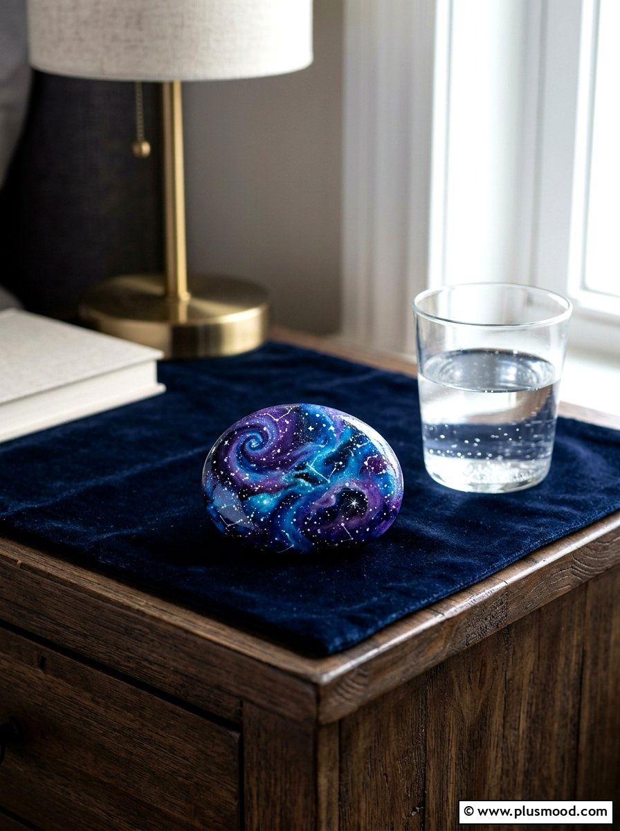 Galaxy pebble - 25 painted rock ideas with positive affirmations