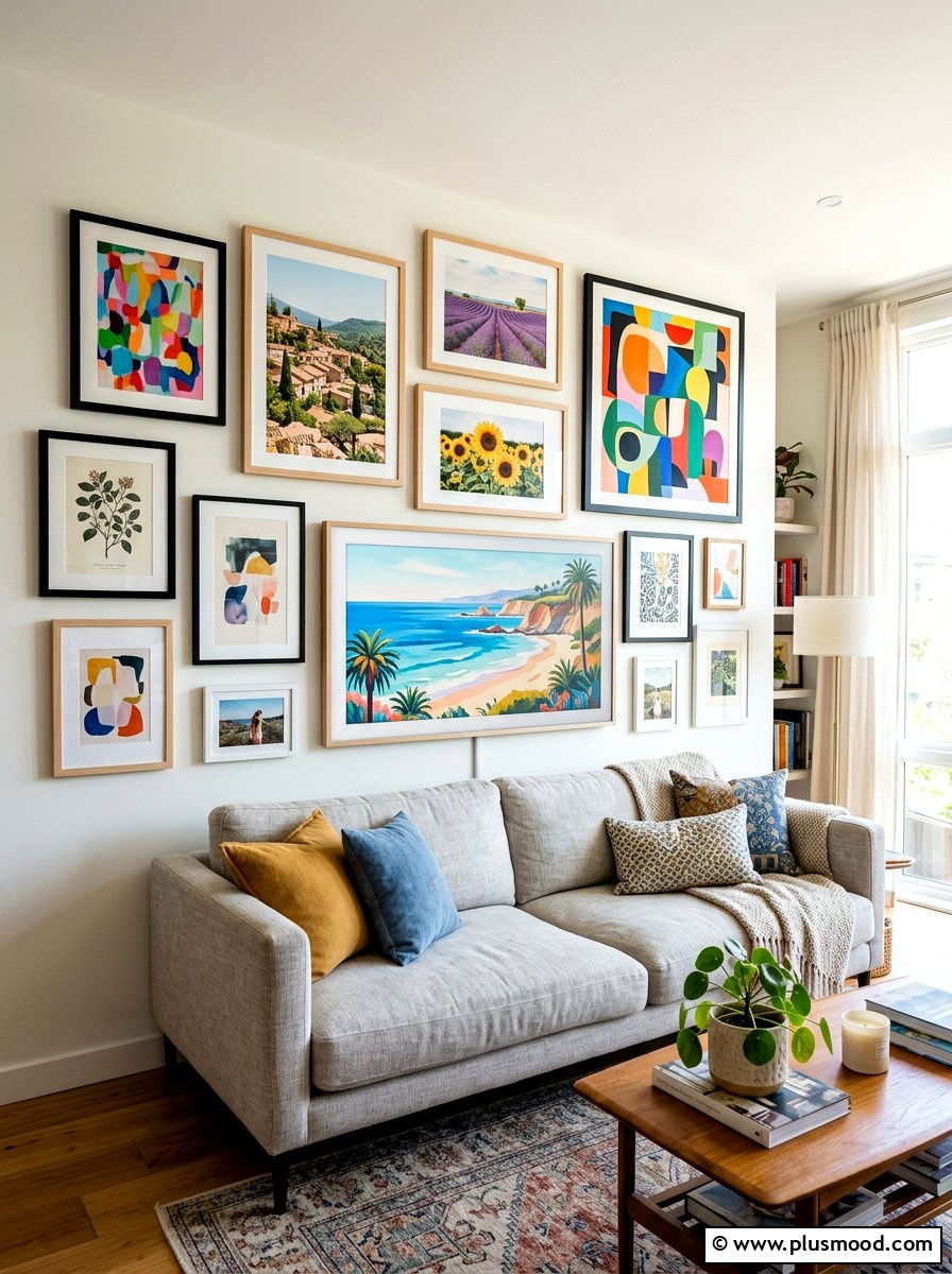 Gallery wall around tv - 25 summer TV wall decor ideas