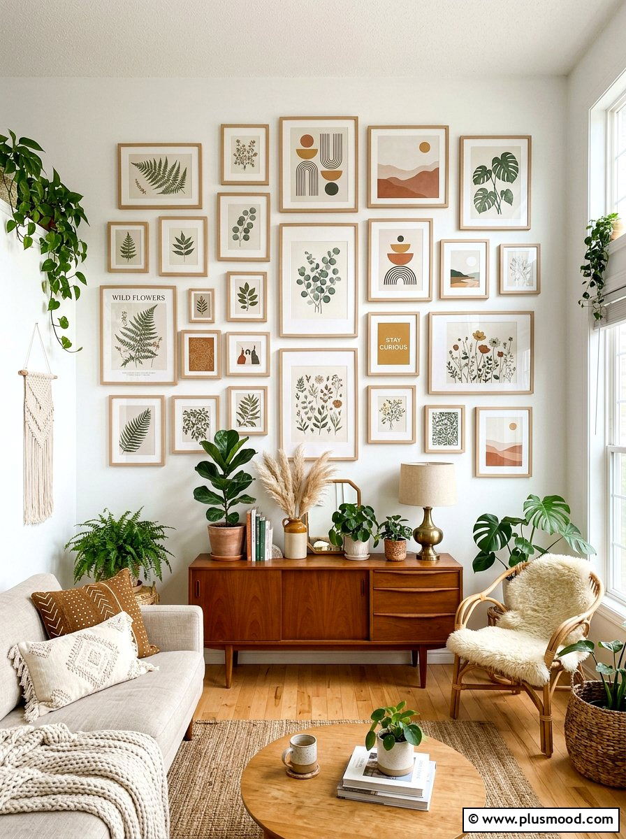 Gallery wall art - 25 boho summer living room ideas