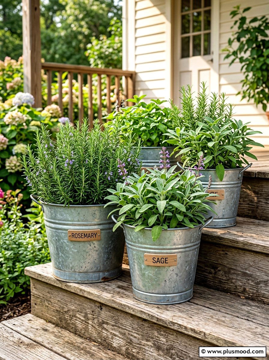 Galvanized Bucket Herb Planter - 25 summer herb planter ideas
