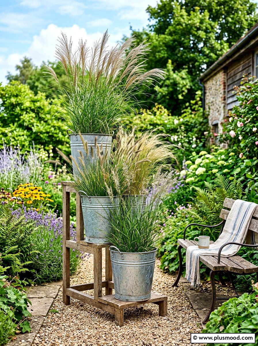 Galvanized Bucket Planters - 25 cheap summer porch ideas