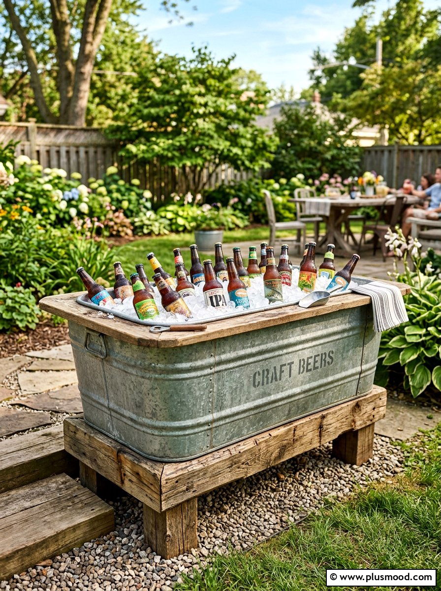 Galvanized Metal Beer Trough - 25 summer drink station ideas for summer