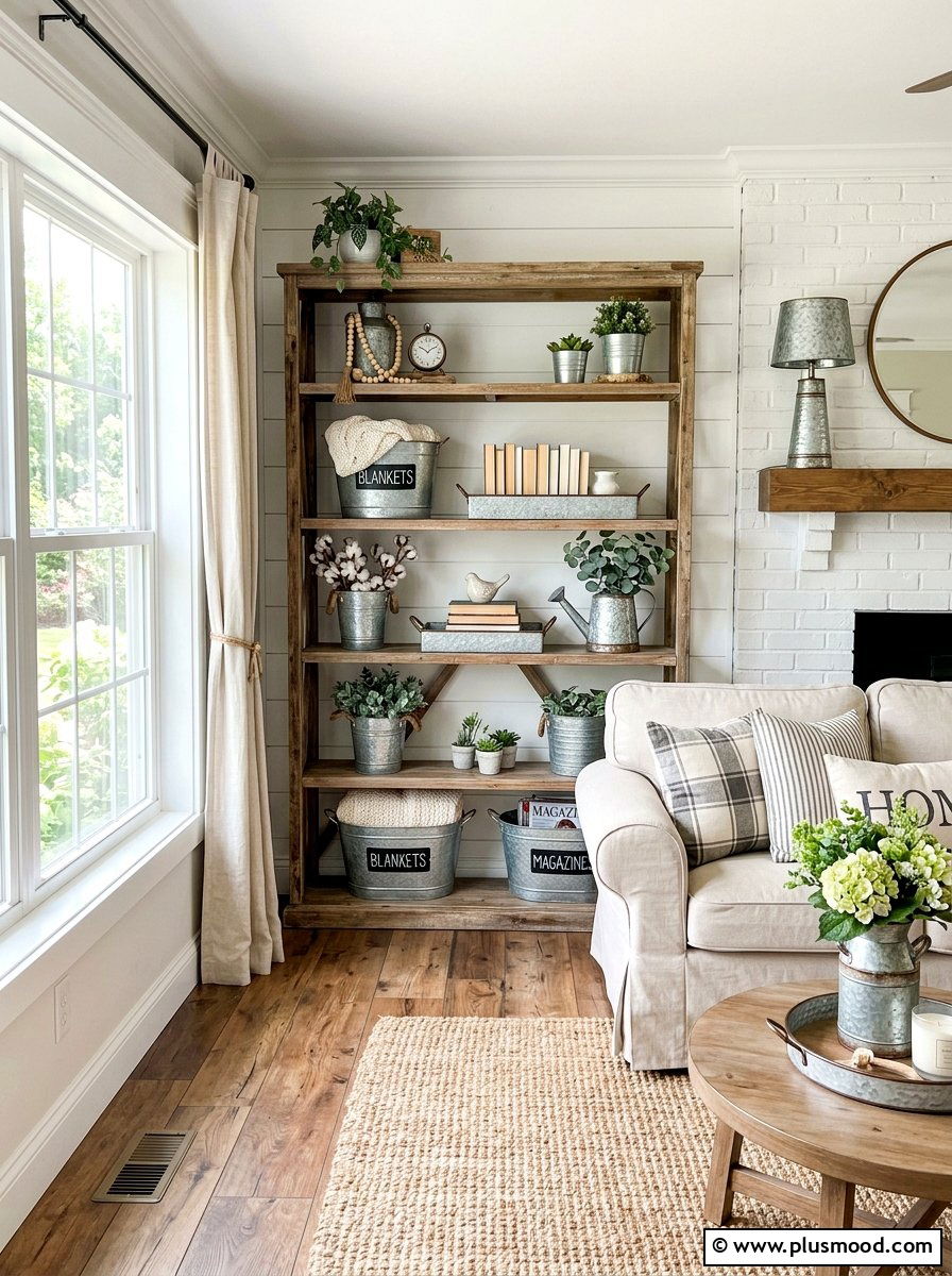 Galvanized Metal Decor - 25 farmhouse summer living room ideas