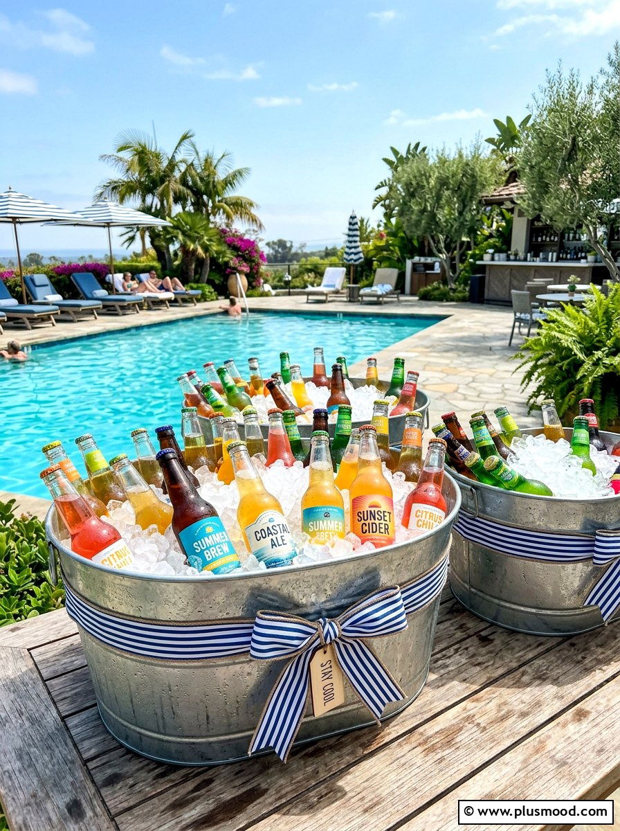 Galvanized Metal Drink Tubs - 25 summer buffet table decor ideas