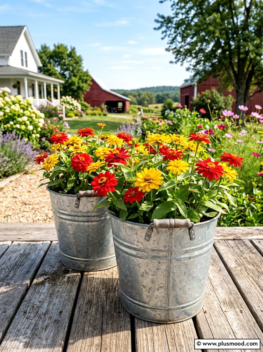 Galvanized Metal Pail Planter - 25 summer small planter ideas