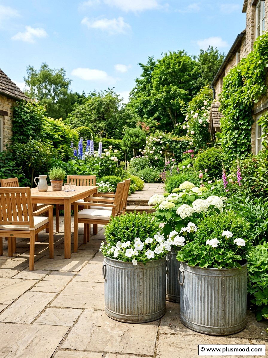 Galvanized Metal Planters - 25 summer farmhouse home decor ideas