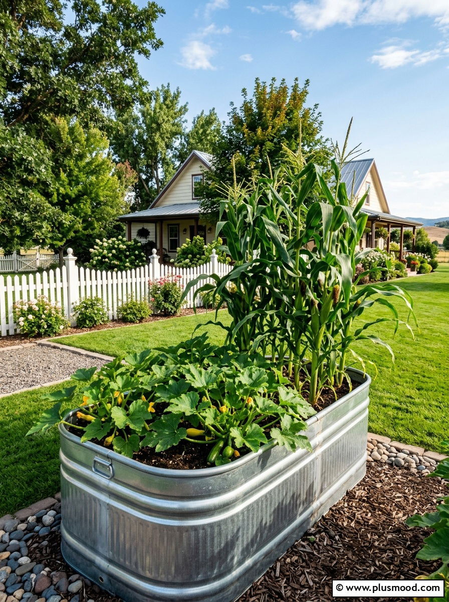 Galvanized Metal Stock Tank Garden - 25 outdoor garden decor ideas with vegetable display