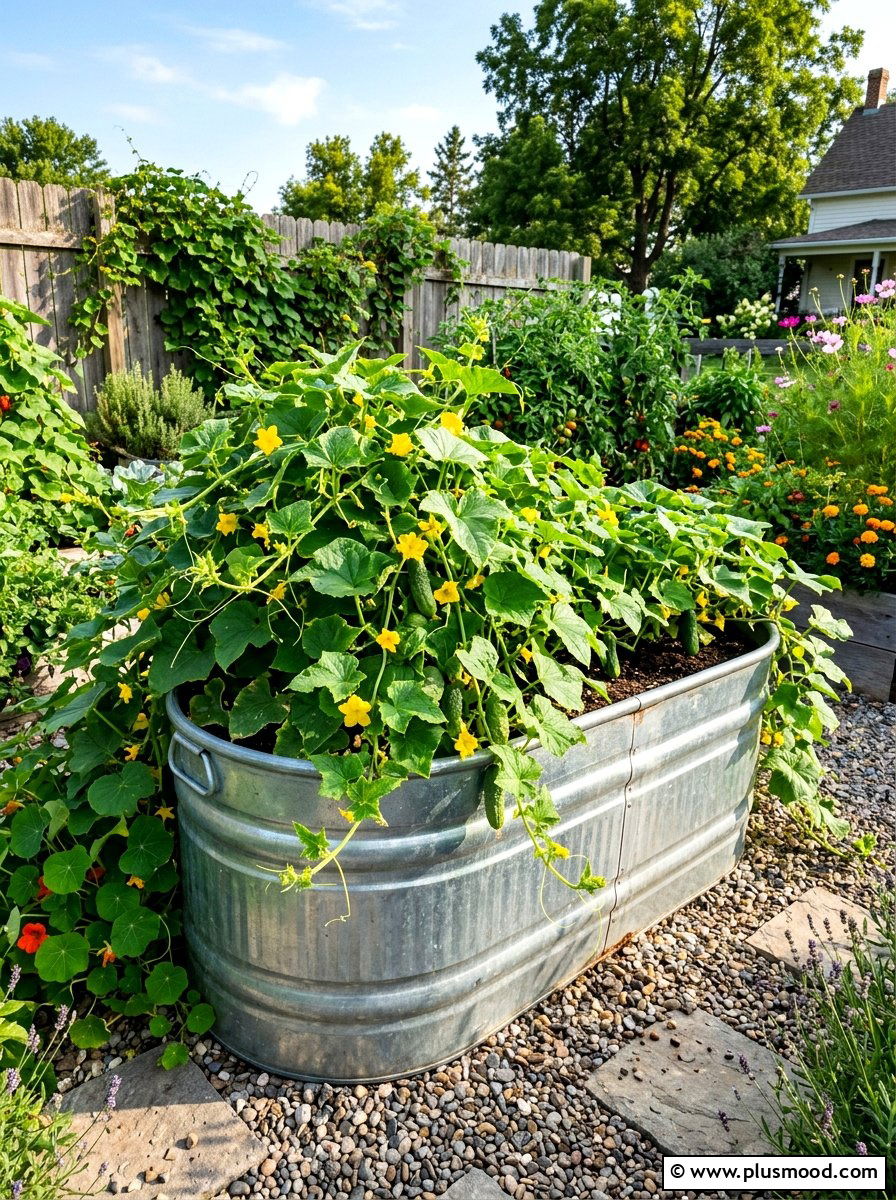 Galvanized Stock Tank - 25 summer vegetable planter ideas