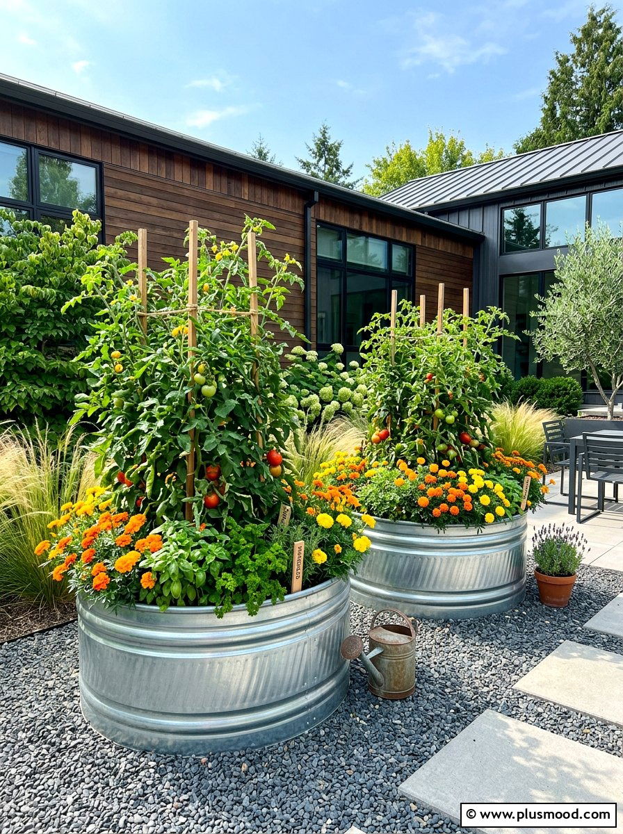 Galvanized Stock Tank Garden - 25 summer kitchen garden ideas
