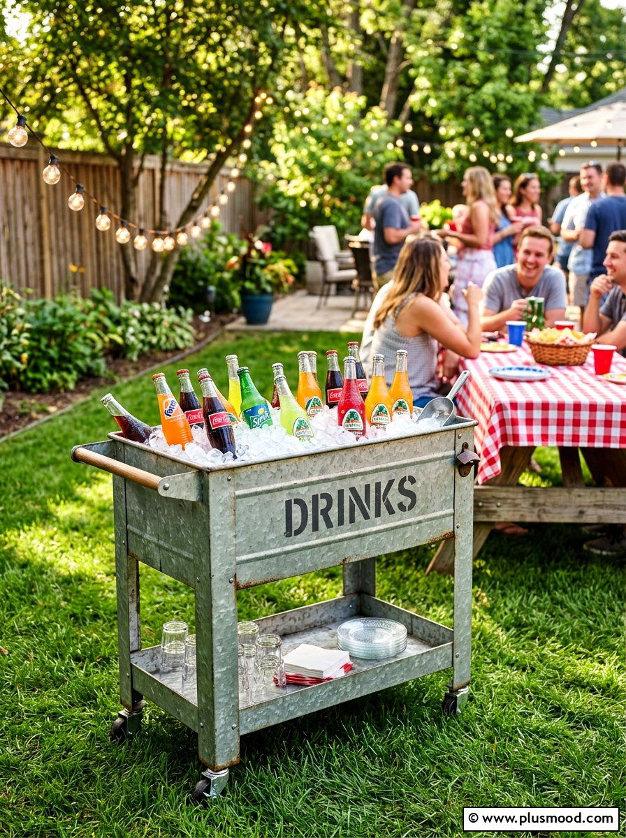 Galvanized metal drink cart - 25 summer outdoor serving cart ideas