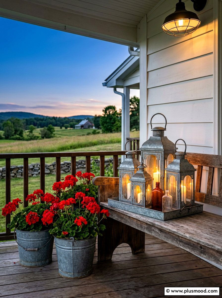 Galvanized metal lantern - 25 summer lantern ideas for front porch
