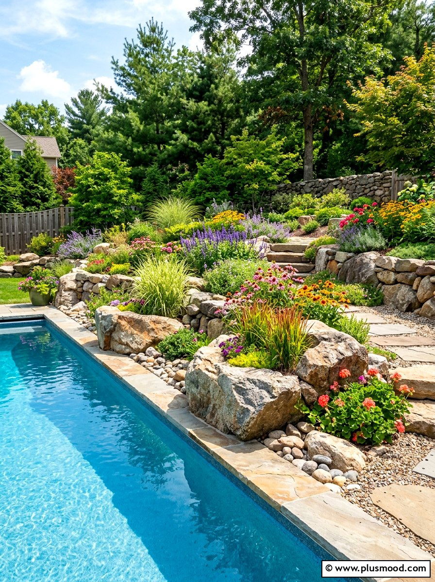 Garden Bed Pool Rocks - 25 pool landscaping ideas with boulders