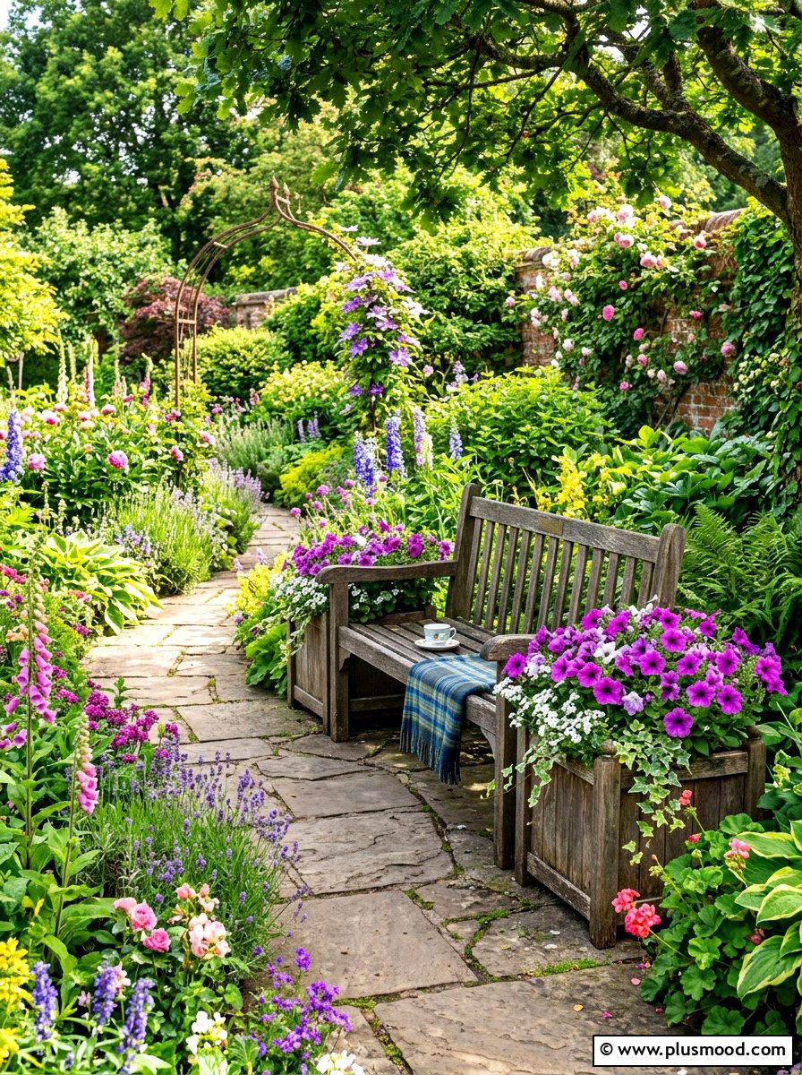 Garden Bench With Planters - 25 summer patio seating ideas