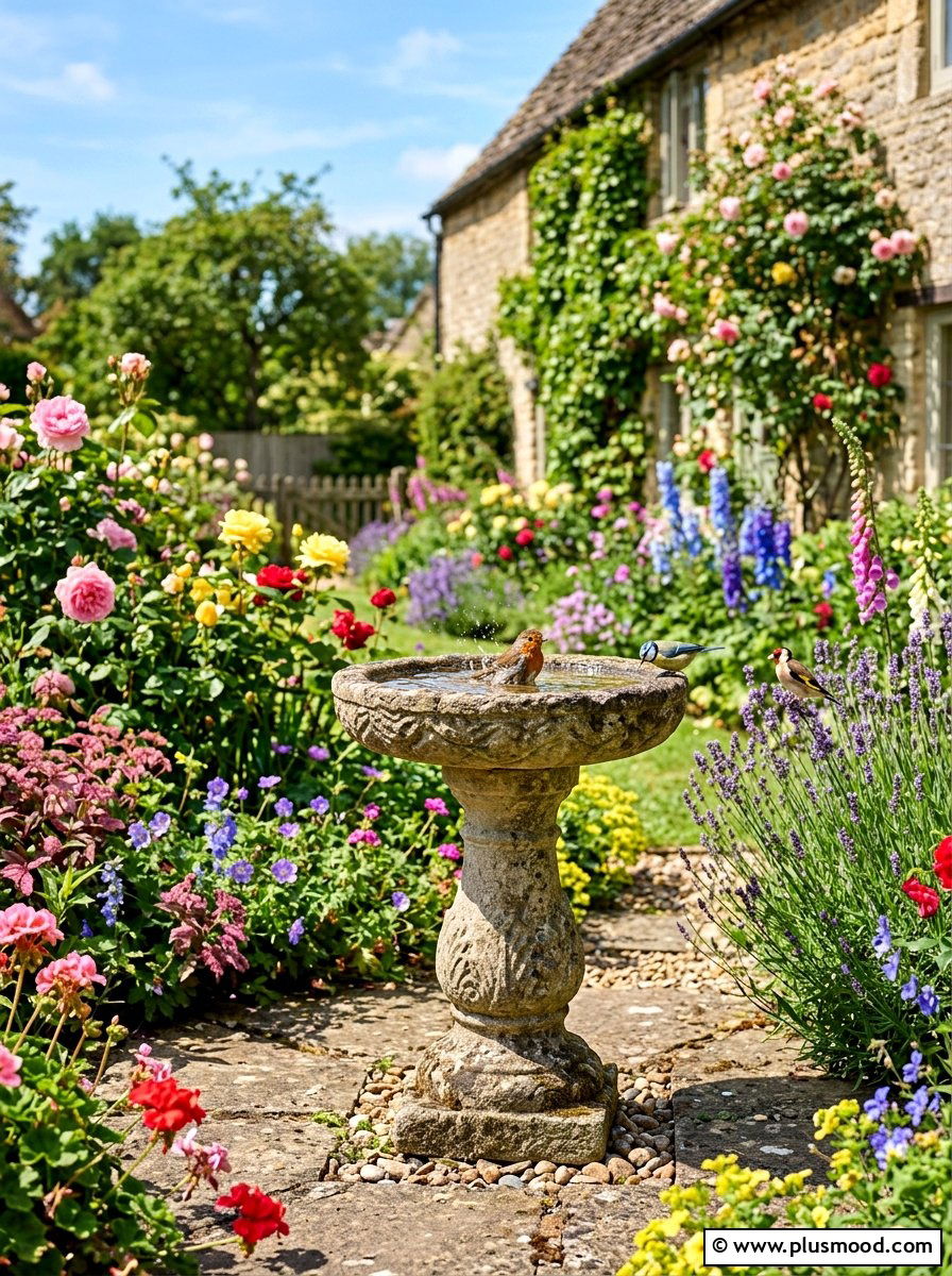 Garden Bird Bath - 25 small backyard ideas for rental homes