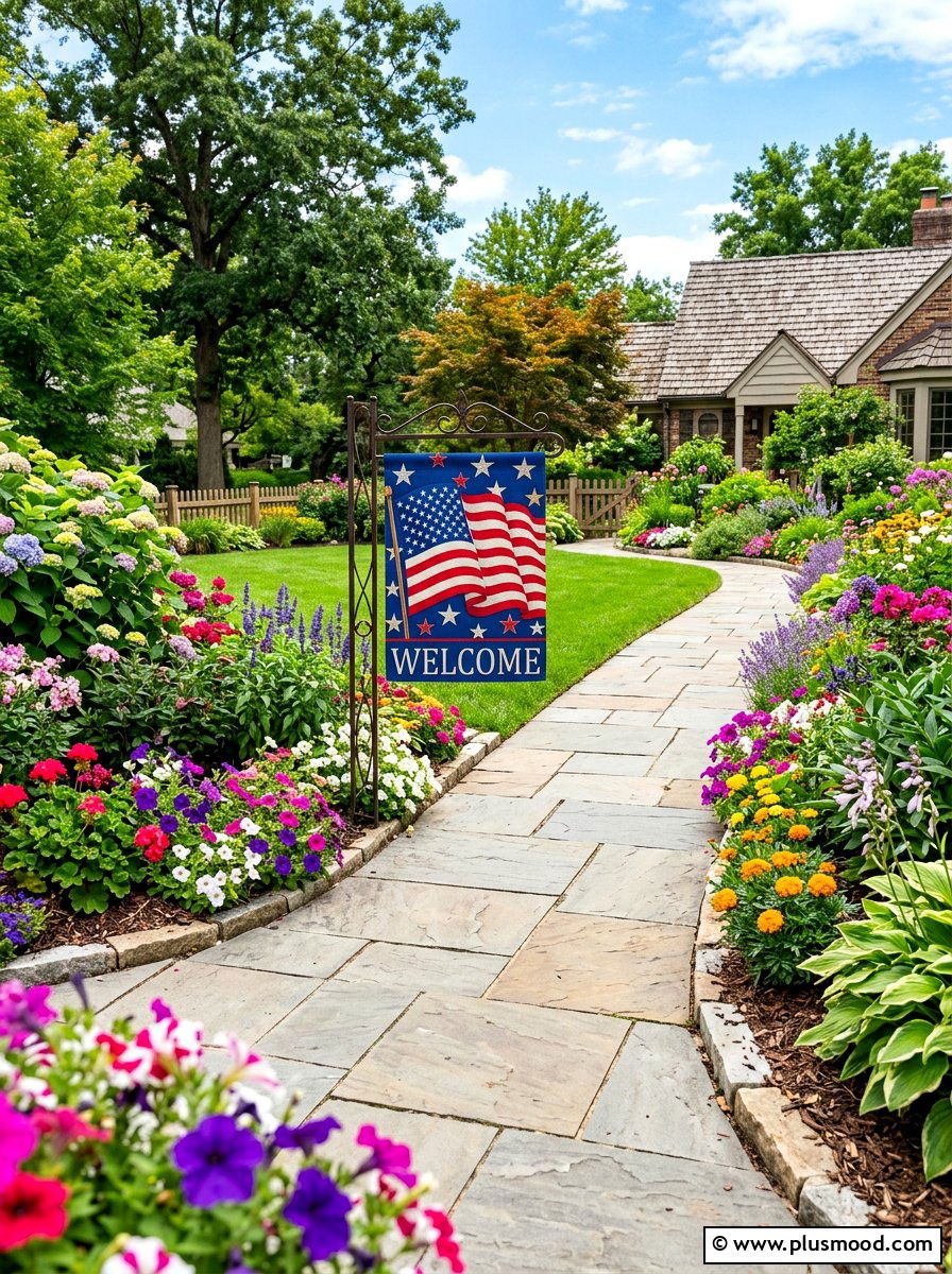 Garden Flag Entrance - 25 summer front porch decor ideas with flags