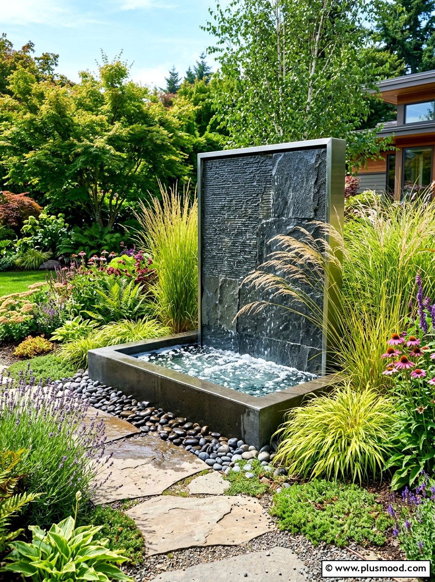 Garden Fountain - 25 summer patio garden ideas