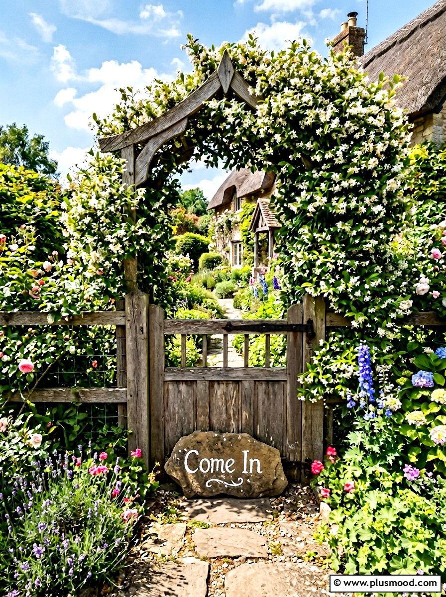 Garden Gate Greeting Stone - 25 painted rock ideas for outdoor signage