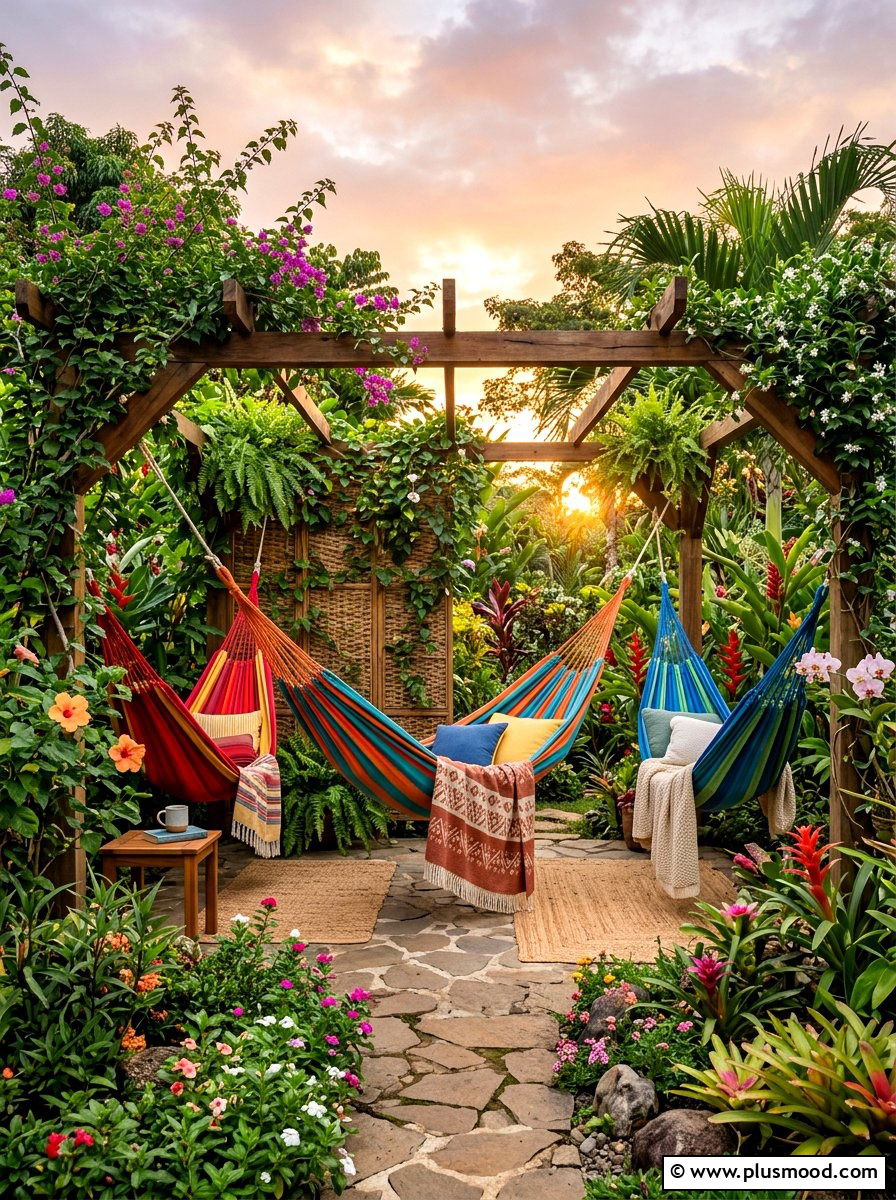 Garden Hammock Nook - 25 summer backyard movie night ideas