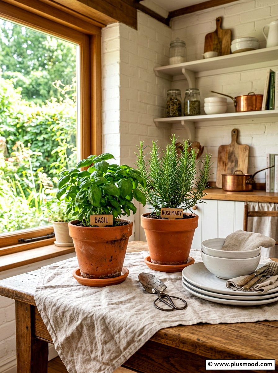 Garden Herb Pot Accents - 25 summer buffet table decor ideas