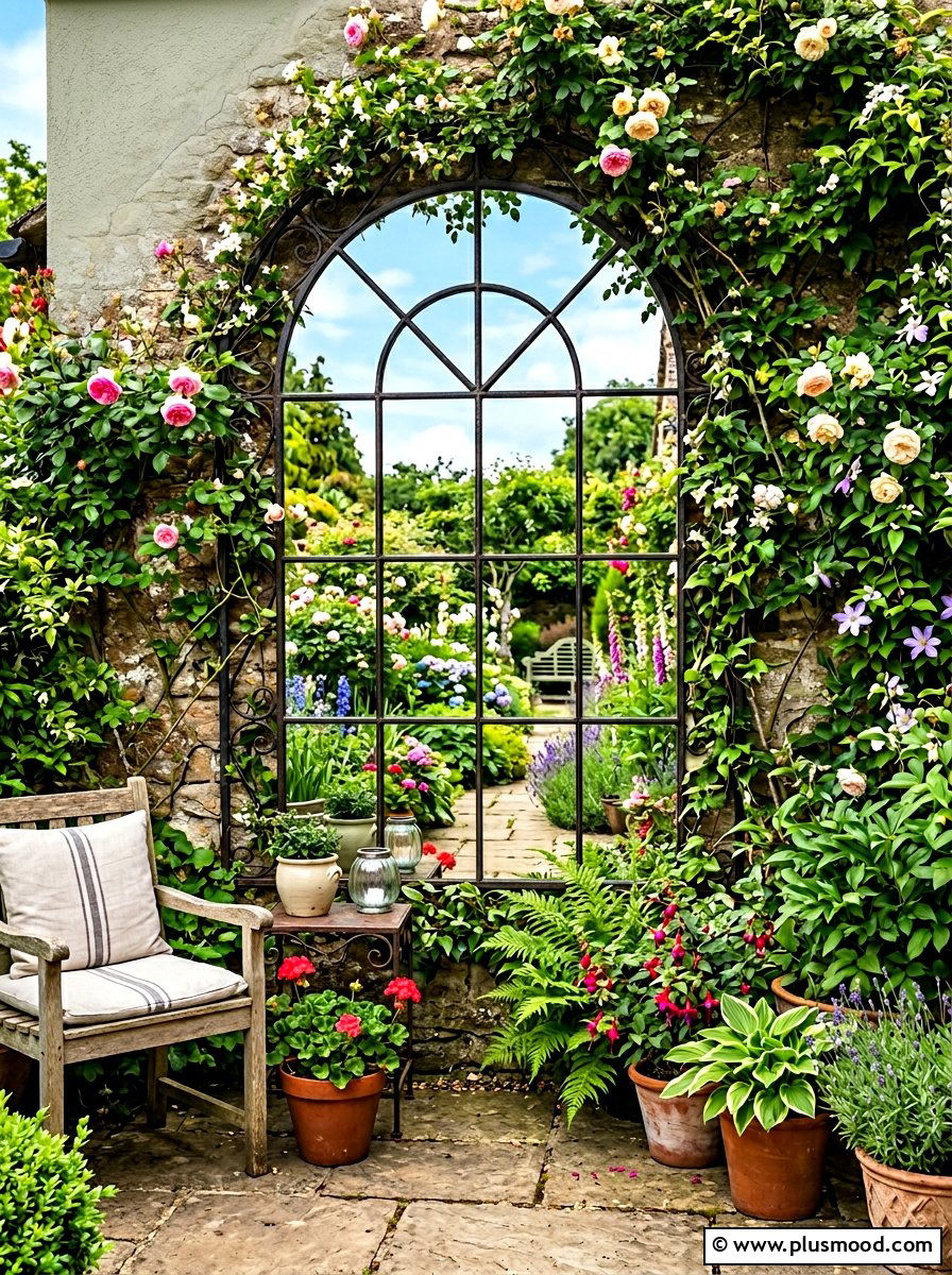 Garden Mirror - 25 summer patio garden ideas