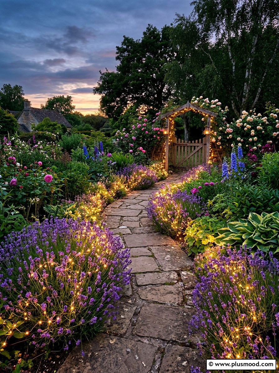 Garden Path Fairy Lights - 25 summer string light party ideas